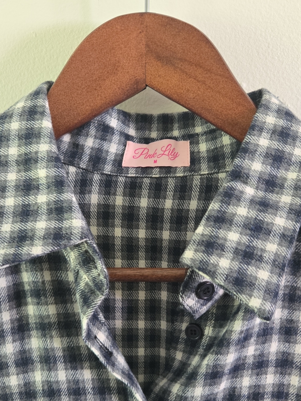 Pink Lily Plaid Dress Blue & White Medium - Picture 4 of 6